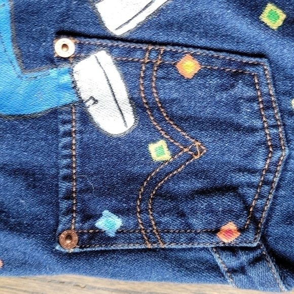 Levi's Jean Overall Paw Patrol Fabric Paint Denim Custom Toddler sz.2-5T Unisex - Picture 11 of 16